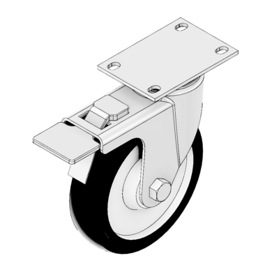 MODULAR SOLUTIONS CASTER<br>5" SWIVEL TOP PLATE W/LOCK &amp; HARDWARE